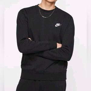 Nike Sportswear Club Fleece Heather Crewneck Black Sweatshirt Size M